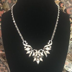 Crown Trifari Alfred Philippe Vintage Rhinestone Necklace